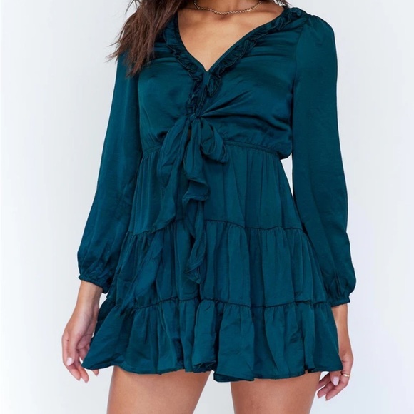 Princess Polly teal Randi Mini dress- size 6 - Picture 1 of 6